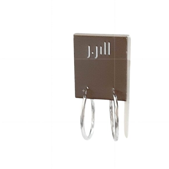 NWT j.jill Hinged Back Hoop Earrings Brushed Distressed Silver Tone NEW j. jill - Picture 3 of 4